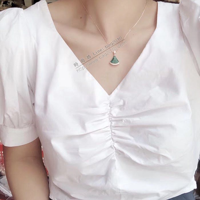 Bvlgari飾品 寶格麗Diva系列 裙子綠松石 帶鑽項鏈  zgbq3007